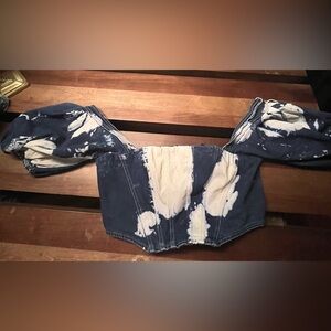 Blue and White Women's Top